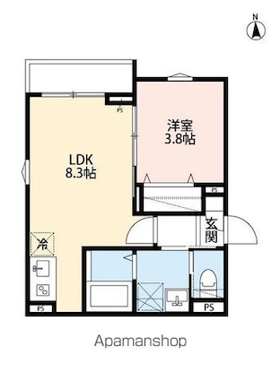 ＤｏｌｃｅＶｉｔａ南流山（ドルチェヴィータミナミナガレヤマ）[1LDK/29m2]の間取図