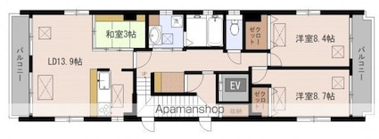 ルネス鶴見[3LDK/88.23m2]の間取図