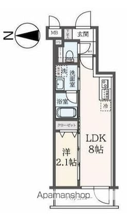ハーモニーレジデンス東新宿[1LDK/25.68m2]の間取図