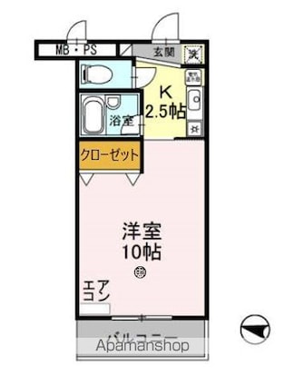 サンタウン竹鼻　Ｂ[1K/30.6m2]の間取図