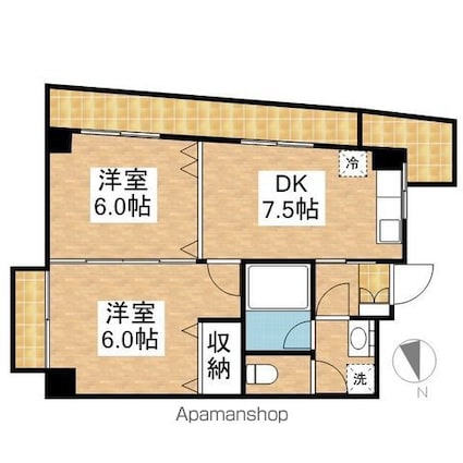 東京都国分寺市本町２丁目[2DK/44.03m2]の間取図