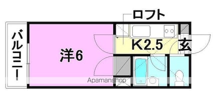 メゾン・ドゥ・アミ[1K/18.63m2]の間取図