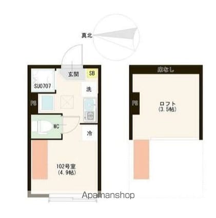 ハーモニーテラス富士見台Ⅳ[1R/11.5m2]の間取図