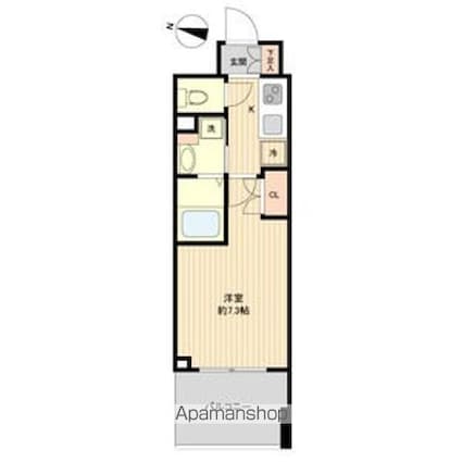 レジディア仙台上杉[1K/24.28m2]の間取図