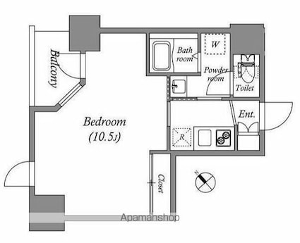 ＧＲＡＮＰＡＳＥＯ新宿余丁町[1K/29.16m2]の間取図