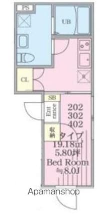 プレジール三軒茶屋[1LDK/19.18m2]の間取図