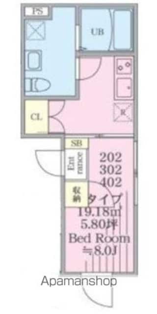 プレジール三軒茶屋[1LDK/19.18m2]の間取図