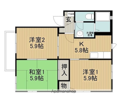 ブルーヒルＡＢ棟[3K/50.78m2]の間取図