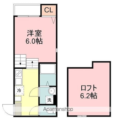 ハーモニーテラス旭ヶ丘[1K/21.58m2]の間取図