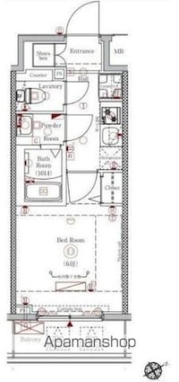 アゼスト青砥[1K/22.19m2]の間取図