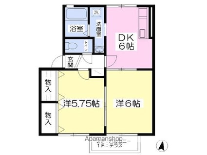 ドリーム・小岩井Ｂ[2DK/41.89m2]の間取図