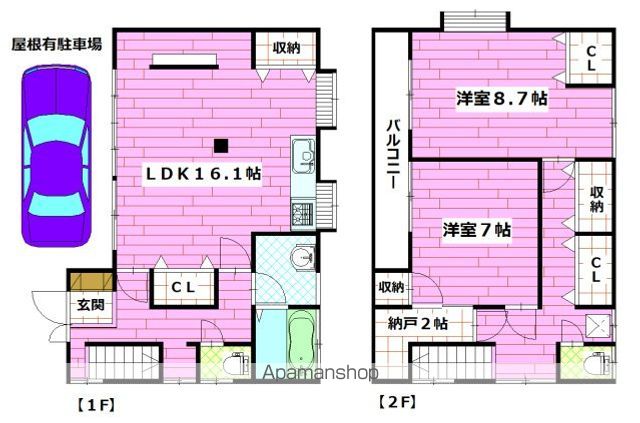 広島電鉄宇品線 宇品二丁目駅 徒歩7分 2階建 築27年の間取り写真