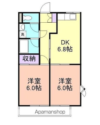 カーサ寿[2DK/43.74m2]の間取図