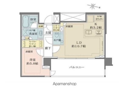 ザ・パークハウス千代田六番町[1LDK/47.81m2]の間取図