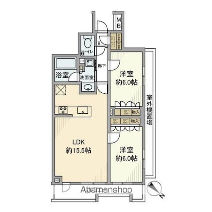 オープンレジデンシア白山[2LDK/60.01m2]の間取図