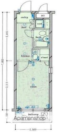 東京都杉並区和田１丁目[1K/19.5m2]の間取図