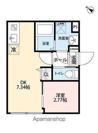 ＢＩＢＬＩＯ　ＮＩＨＯＮＢＡＳＨＩ[1DK/25.04m2]の間取図