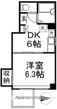 プリザントセキネ[1DK/25.2m2]の間取図