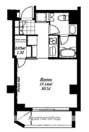 フレンシア外苑西　Ⅰ[1R/34.43m2]の間取図