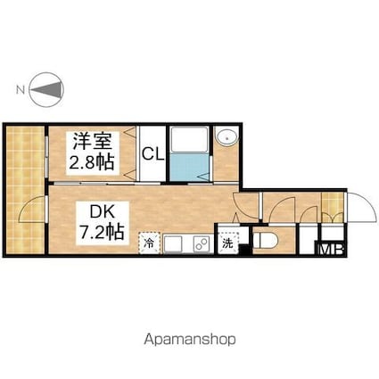エステムコート名古屋上前津[1DK/27.04m2]の間取図