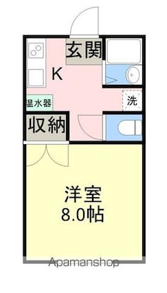 つちやハイツＣ[1K/26.4m2]の間取図