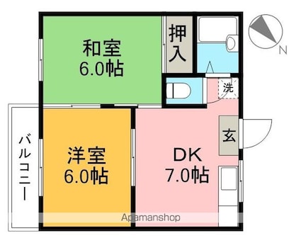 フォーブル田中[2DK/38m2]の間取図