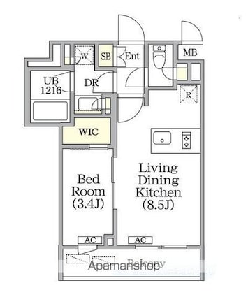 ユーレジデンス目黒東山[1LDK/31.15m2]の間取図