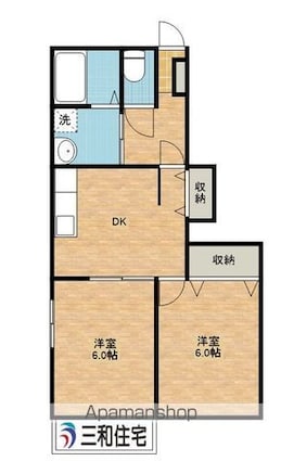 パストラーレＡ[2DK/44.7m2]の間取図