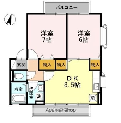 サニーヒル　Ａ[2DK/48.79m2]の間取図