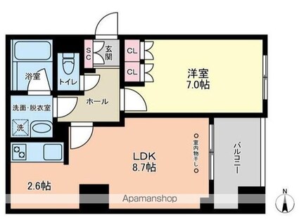 東京都新宿区若葉２丁目[1LDK/42.59m2]の間取図