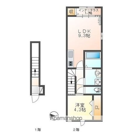 サンテ　メゾン　ヤナガワ[1LDK/44.12m2]の間取図