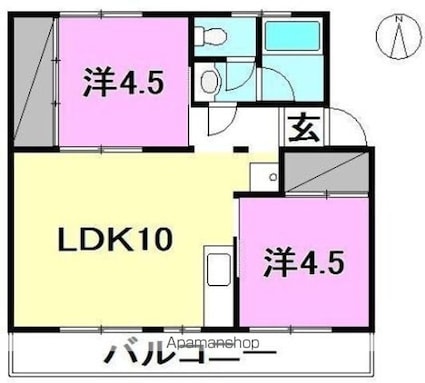 ブリューメ・ハイム壱番館[2LDK/47m2]の間取図