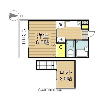 クレール戸田Ⅰ[1K/21.53m2]の間取図