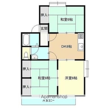 ロイヤルファミールＢ[3DK/54m2]の間取図