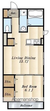 ソラーナ吉祥寺[1LDK/49.36m2]の間取図