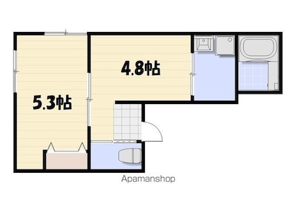 Ｌｙｋ都町Ｂ棟[1DK/25.39m2]の間取図