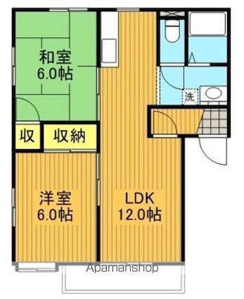 福島県郡山市字名倉[2LDK/50.61m2]の間取図