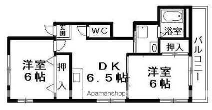 滋賀県栗東市辻[2DK/42m2]の間取図