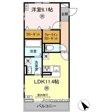 ＤーＲＯＯＭ柊[1LDK/46.17m2]の間取図