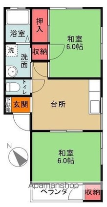 クラッブハウス[2DK/41.25m2]の間取図