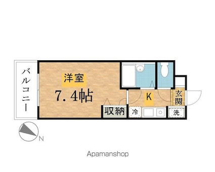 ミルトニアめじろ台[1K/22.2m2]の間取図