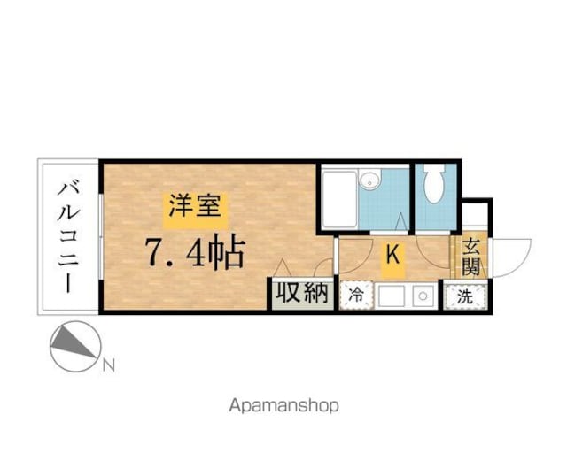 ミルトニアめじろ台[1K/22.2m2]の間取図