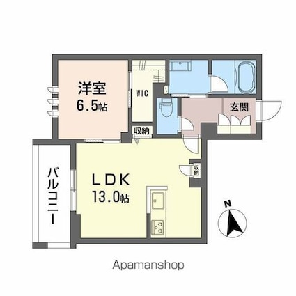 リバーサイドクレド[1LDK/49.76m2]の間取図