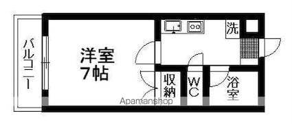 メゾンドール台原[1K/24.84m2]の間取図