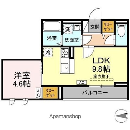 東京都練馬区関町東１丁目[1LDK/36.28m2]の間取図