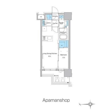 ルフォンプログレ門前仲町プレミア[1LDK/32.77m2]の間取図