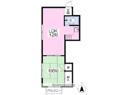 大門マンション[1LDK/39.5m2]の間取図