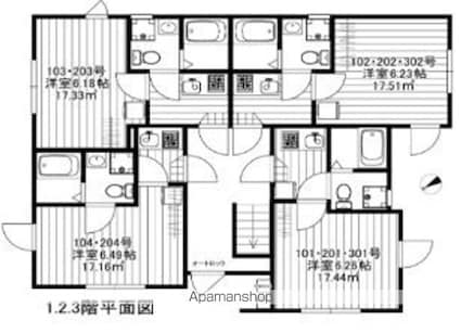 ルクソール白鷺[1K/17.16m2]の間取図