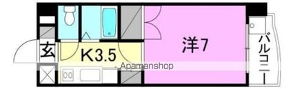 Ｙ’ｓコート朝生田[1K/23.49m2]の間取図