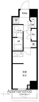 ジェノヴィア両国Ⅵ　ｇｒｅｅｎ　ｖｅｉｌ[1R/26.53m2]の間取図